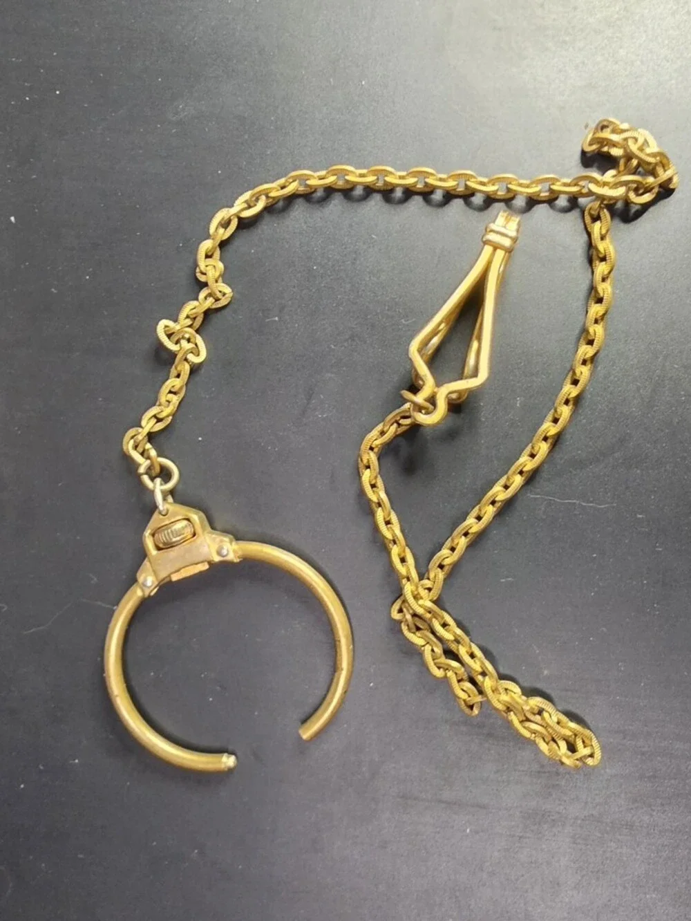 Gold-Tone Pocket Watch Chain with Clip